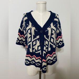 Charlotte Russe Pink Blue Aztec Style Sweater Acrylic Size XS